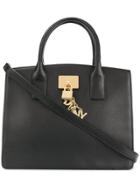 Dkny Zip Top Gold-tone Charm Tote Bag - Black