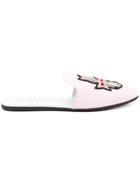 Joshua Sanders Crest Detail Slippers - Pink & Purple