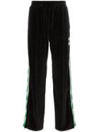 Off-white Eagle Logo Stripe Velvet Cotton Blend Sweat Pants - Black
