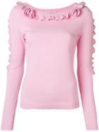 Philosophy Di Lorenzo Serafini Ruffle-trim Fitted Sweater - Pink &