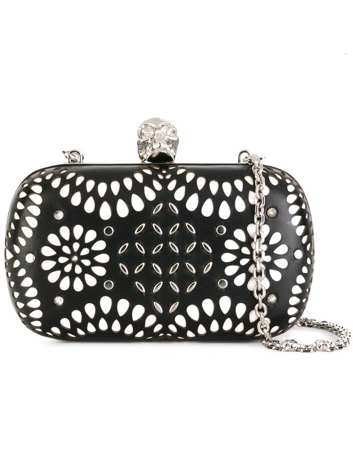 Alexander Mcqueen Skull Box Clutch, Women's, Black, Calf Leather