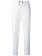 Versace Jeans - Belted Straight Leg Trousers - Women - Polyester/spandex/elastane - 44, White, Polyester/spandex/elastane