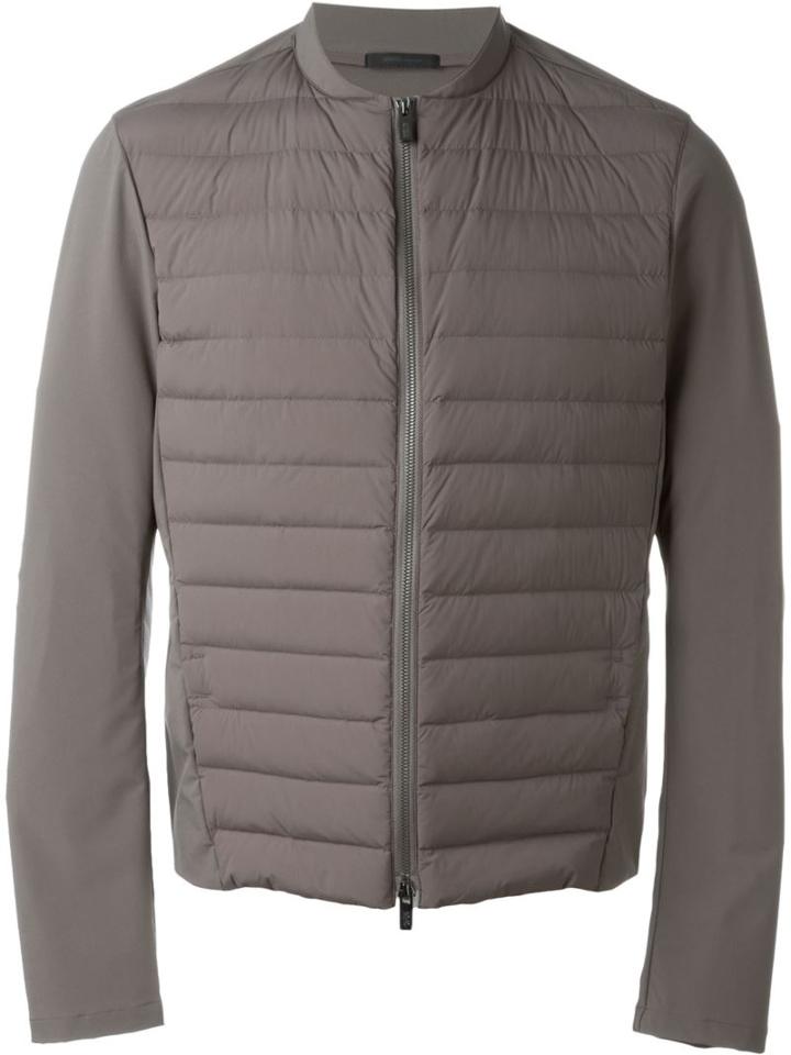 Armani Collezioni Padded Panel Jacket, Men's, Size: 56, Grey, Spandex/elastane/polyamide/feather Down