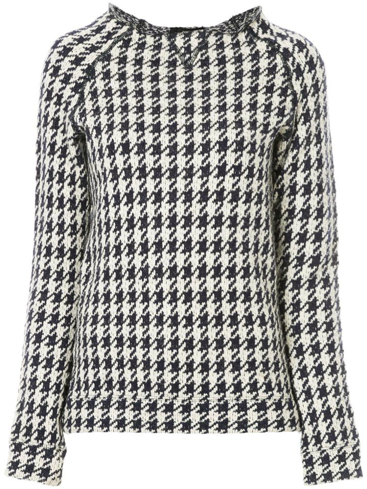 Comme Des Garçons Vintage Houndstooth Long-sleeve Top - Blue
