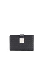 Bottega Veneta Foldover Lock Wallet - Black