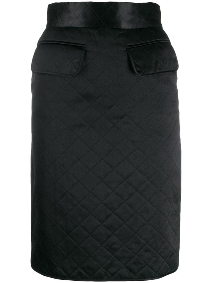 Chanel Pre-owned 1990s Diamond Quilted Skirt - Black
