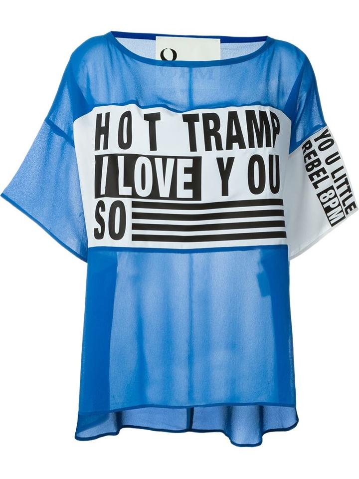 8pm Printed Loose Fit T-shirt, Women's, Size: S, Blue, Viscose/polyester