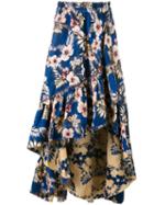 Philosophy Di Lorenzo Serafini - Floral High Low Skirt - Women - Polyester - 42, Women's, Blue, Polyester