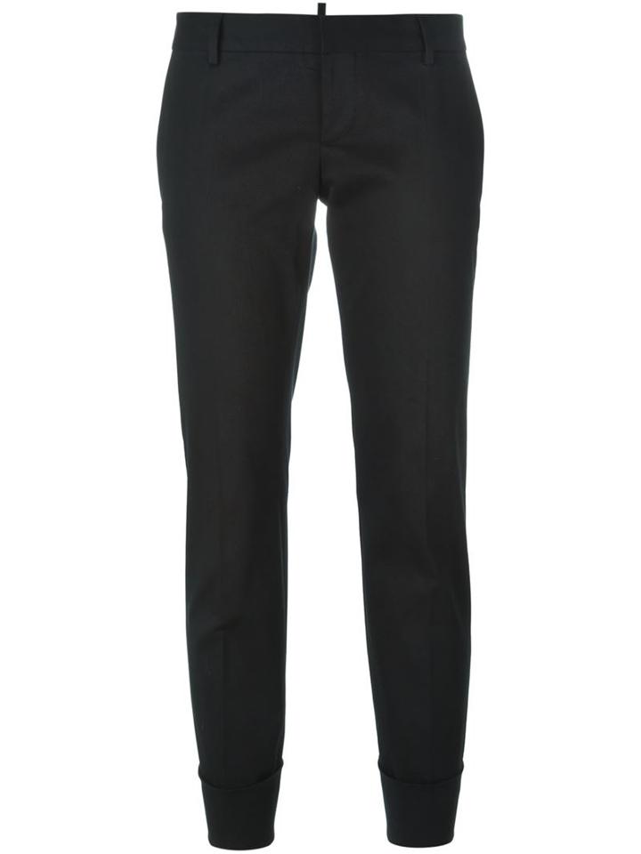 Dsquared2 Cropped Trousers, Women's, Size: 44, Black, Cotton/spandex/elastane/polyester