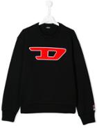 Diesel Kids Logo Embroidered Sweater - Black