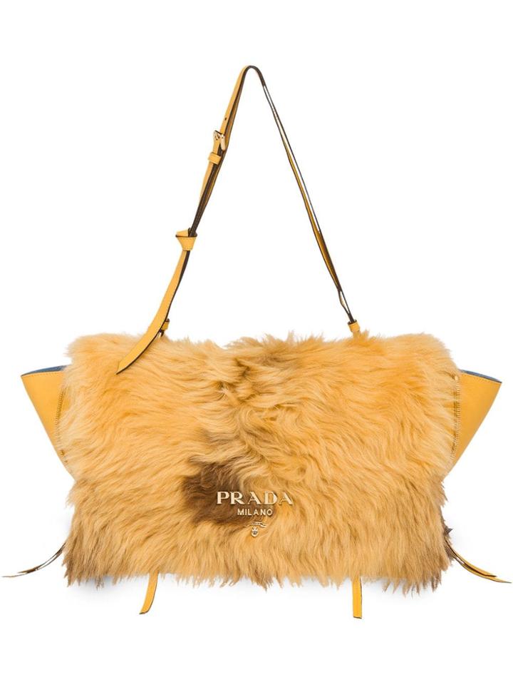 Prada Shearling Detail Bag - Yellow
