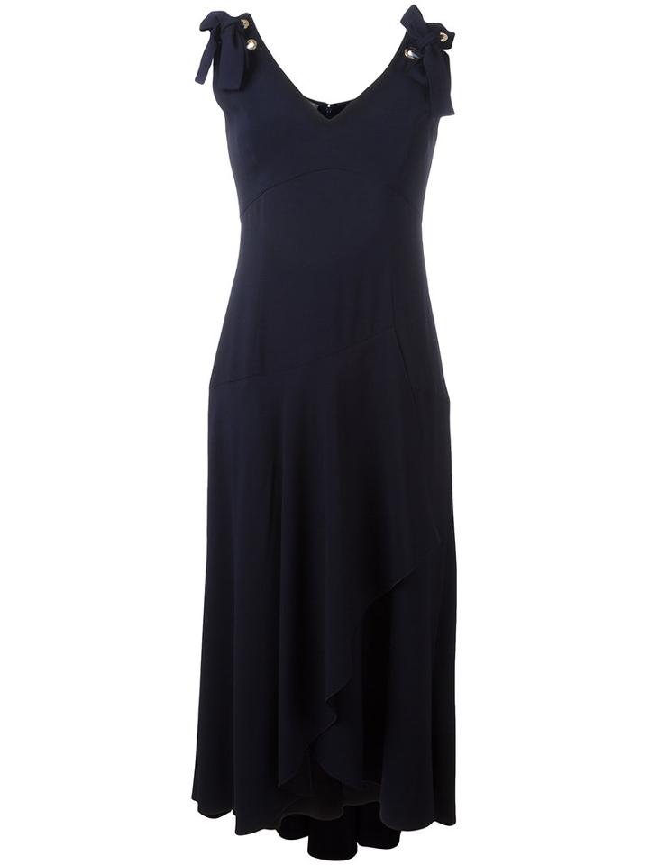 Alberta Ferretti - Flared V-neck Dress - Women - Acetate/rayon - 44, Women's, Blue, Acetate/rayon
