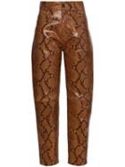 Attico Python-effect Tapered Trousers - Brown