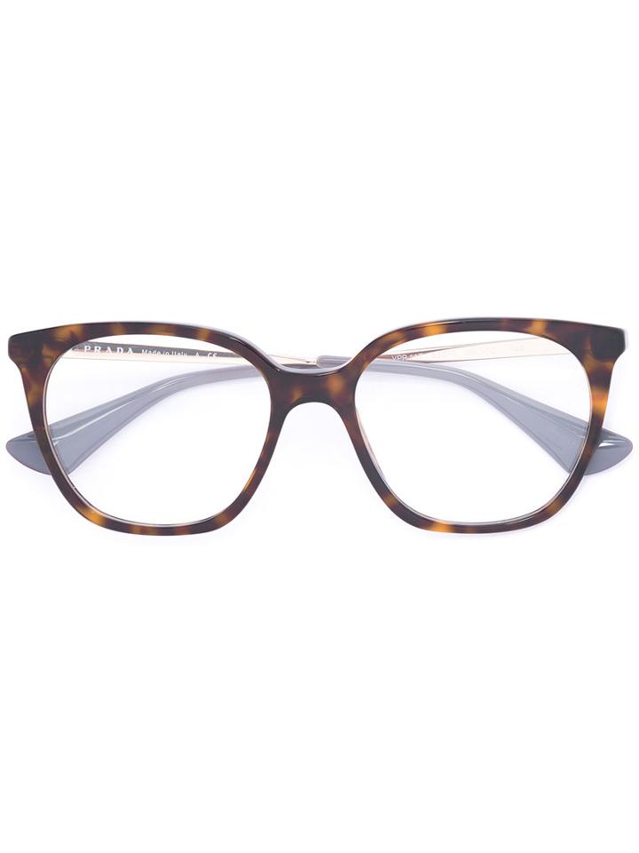 Prada Eyewear Tortoiseshell Glasses, Brown, Acetate/metal