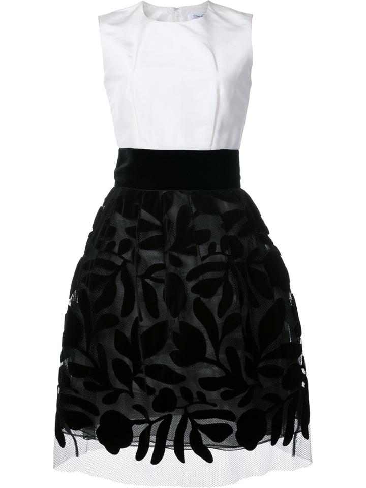 Oscar De La Renta Velvet-flocked Dress - White