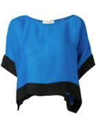 Diane Von Furstenberg - Contrast Trim Top - Women - Linen/flax/viscose - Xs, Blue, Linen/flax/viscose