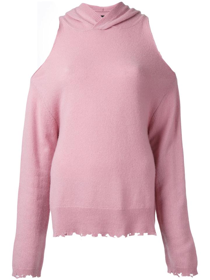 Rta Open Shoulders Hooded Top, Women's, Size: Small, Pink/purple, Cashmere