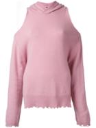 Rta Open Shoulders Hooded Top, Women's, Size: Small, Pink/purple, Cashmere