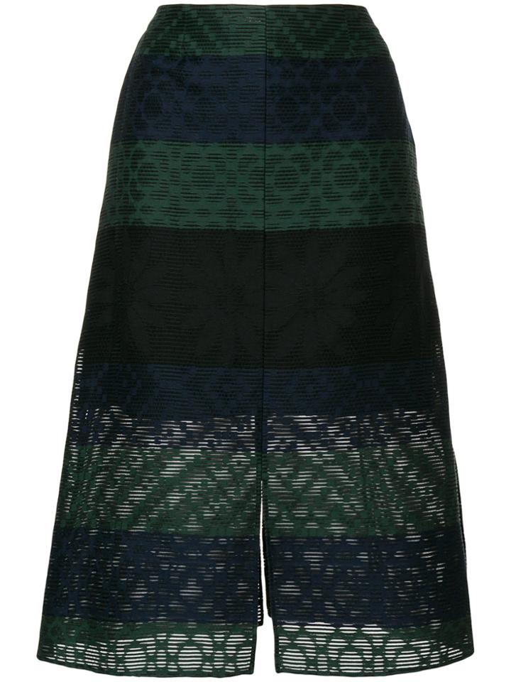 Julien David Stripe Embroidered Skirt - Blue
