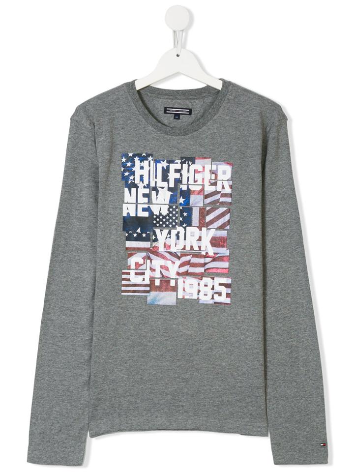 Tommy Hilfiger Junior Digital Print Long Sleeve Shirt - Grey