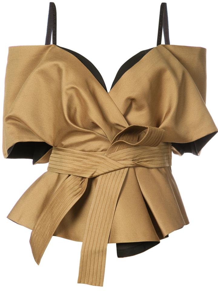 Acler Belted Off Shoulder Blouse - Brown