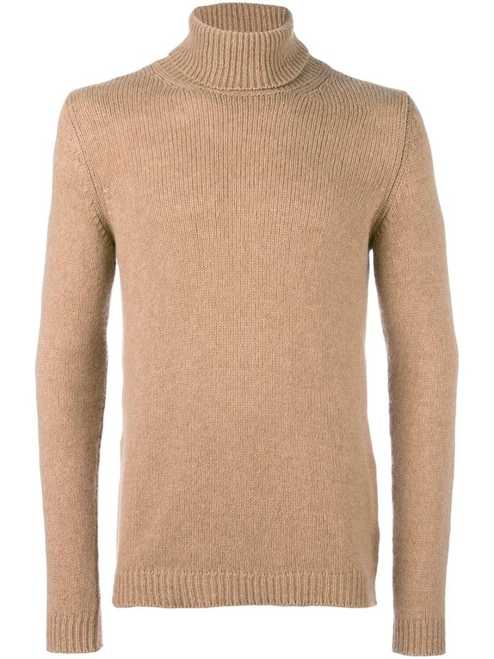 Roberto Collina Roll Neck Jumper, Men's, Size: 52, Nude/neutrals, Nylon/camel Hair/merino
