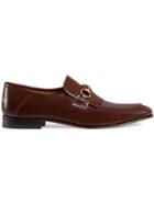 Gucci Leather Fringe Horsebit Loafers - Brown