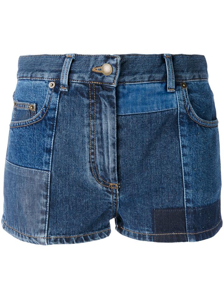 Mcq Alexander Mcqueen - Patchwork Shorts - Women - Cotton - 25, Blue, Cotton