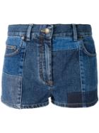 Mcq Alexander Mcqueen - Patchwork Shorts - Women - Cotton - 25, Blue, Cotton