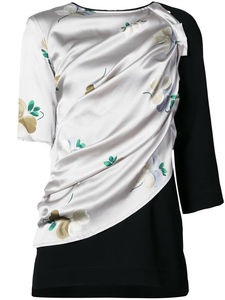 Loewe Ruched Top With Front Wrap Print - Grey