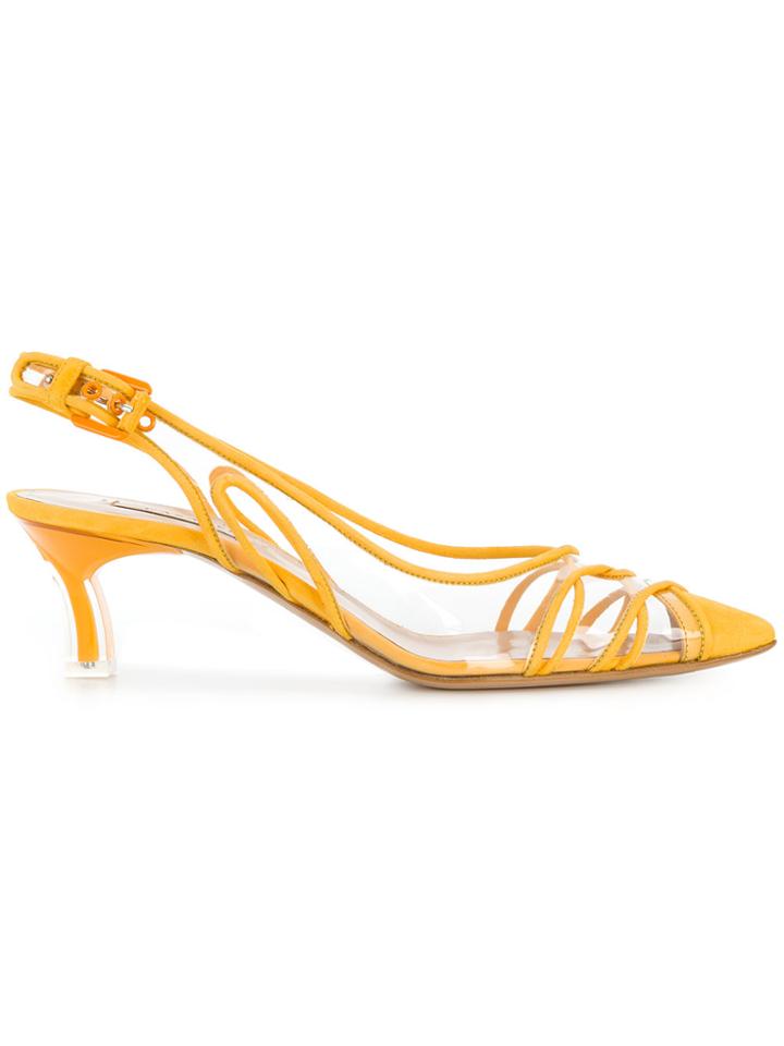 Casadei Vinyl Slingback Pumps - Yellow & Orange