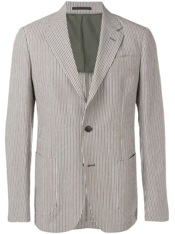 Z Zegna Striped Fitted Blazer - Grey