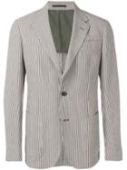 Z Zegna Striped Fitted Blazer - Grey