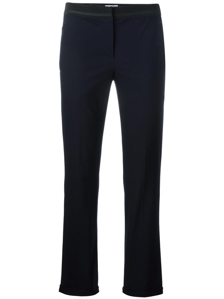 Brunello Cucinelli Contrast Waist Trousers, Women's, Size: 40, Blue, Cotton/polyester/spandex/elastane/rubber