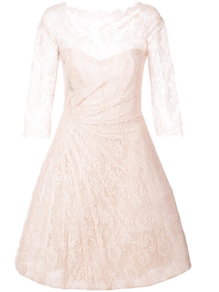Monique Lhuillier Lace Detail Flared Dress - Nude & Neutrals