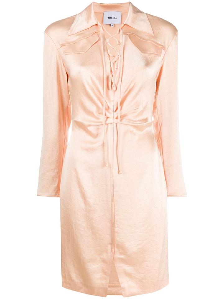 Nanushka Lace-up Detail Dress - Pink