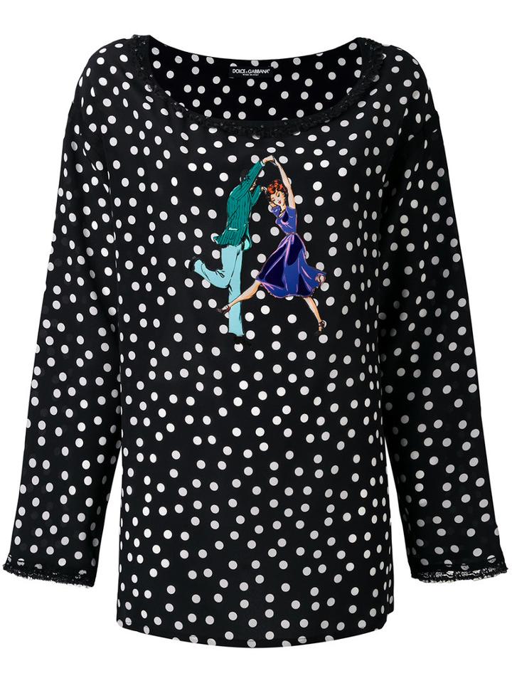Dolce & Gabbana - Printed Blouse - Women - Silk/nylon/polyester - 46, Black, Silk/nylon/polyester