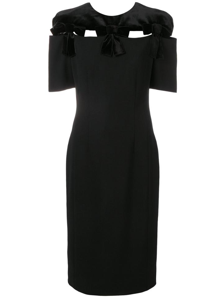 Fendi Bow Embellished Pencil Dress - Black