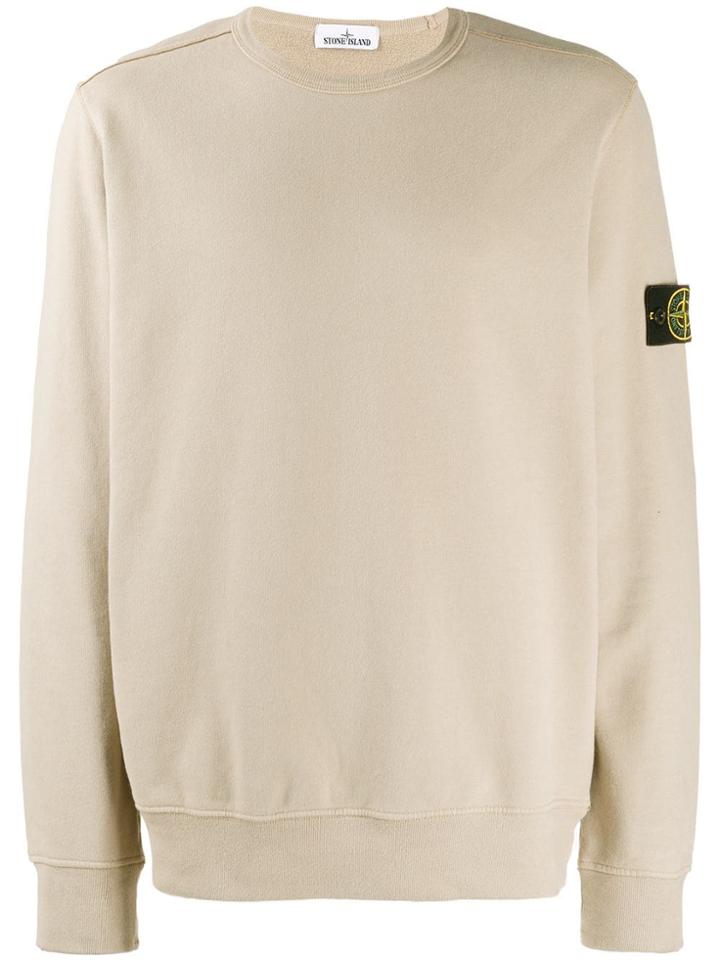 Stone Island Sweatshirt With Logo Patch - Neutrals