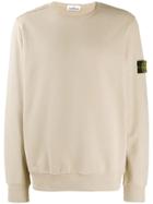 Stone Island Sweatshirt With Logo Patch - Neutrals