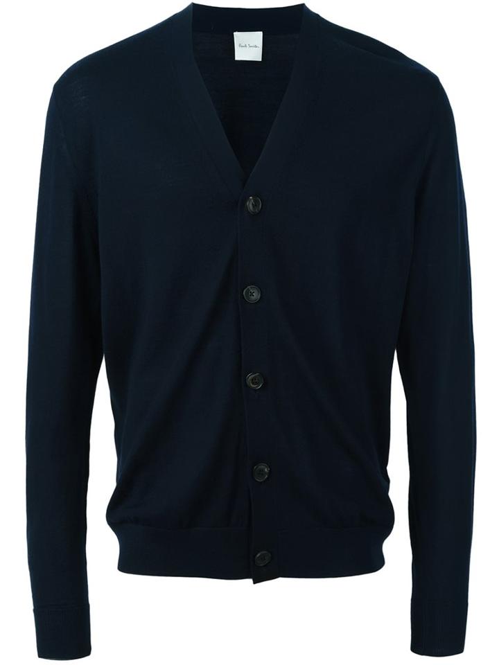 Paul Smith V-neck Cardigan, Men's, Size: Xl, Blue, Merino