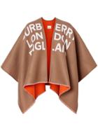 Burberry Logo Detail Wool Jacquard Cape - Brown
