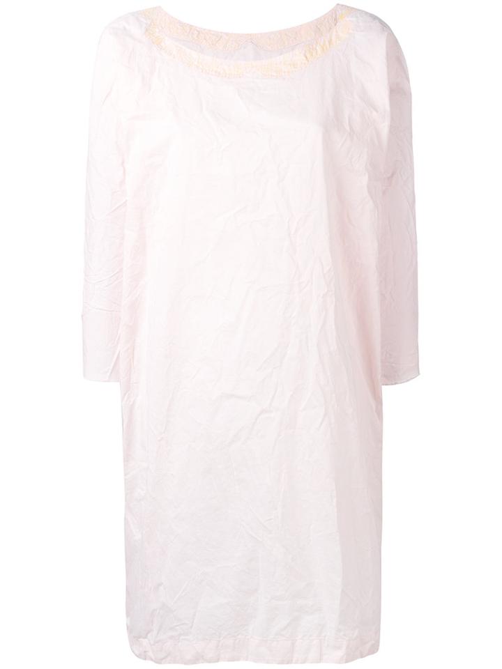 Daniela Gregis - Three-quarters Sleeve Shift Dress - Women - Cotton - 1, Nude/neutrals, Cotton