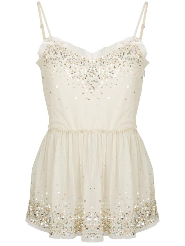 Twin-set Embellished Gathered Vest Top - Nude & Neutrals