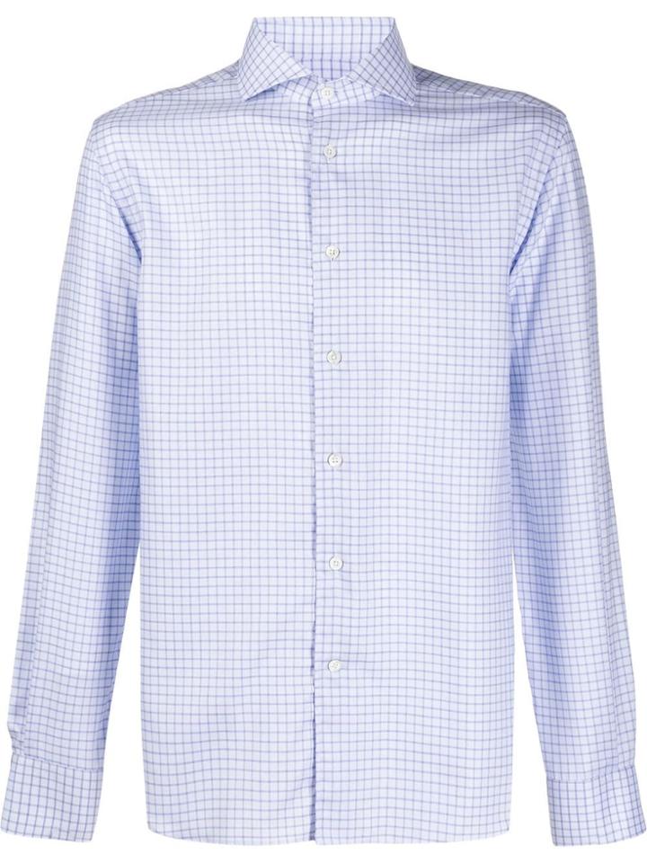 Corneliani Micro Windowpane Check Shirt - Blue