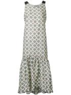Muller Of Yoshiokubo - Tile Print Midi Dress - Women - Silk/linen/flax/polyester/rayon - 36, White, Silk/linen/flax/polyester/rayon