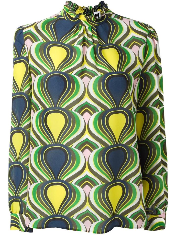 M Missoni Ruffled High Neck Blouse, Women's, Size: 46, Silk