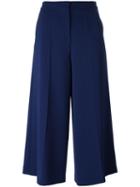 Boutique Moschino Wide-legged Cropped Trousers, Women's, Size: 38, Blue, Polyester/triacetate