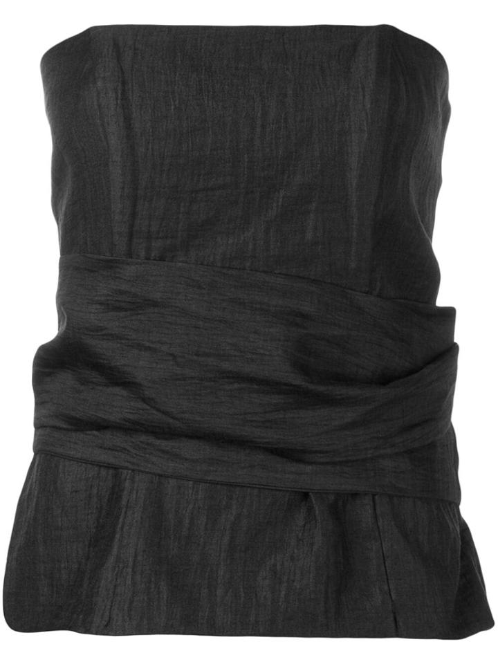 Federica Tosi Strapless Gathered Shirt - Black