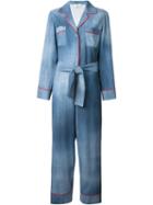 Fendi Denim Belted Jumpsuit, Women's, Size: 42, Blue, Viscose
